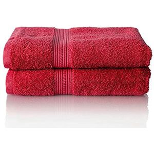 ALCLEAR comfort badstof handdoek set absorberend van 100% Ökotex katoen, badstof serie in 6 kleuren en 5 maten, kleur: rood, 2X badhanddoeken 70x140 cm