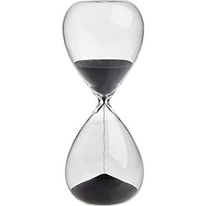 TFA Dostmann Analoge Zandloper - 15 Minuten - Decoratief Design Object - Gemaakt van Glas - Antraciet Zand - 19cm - Perfect als Cadeau