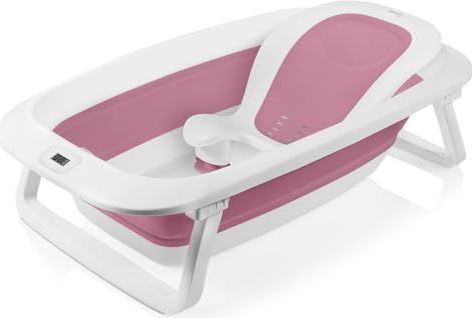 Lionelo Baby Bubble - Opvouwbaar Baby Bad - Thermometer en Badzitje - Voor Kinderen 0 tot 3 Jaar - Inklapbare Siliconen Bad - Afvoer en Antislip Poten - Compact voor Reizen