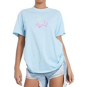 Sleepdown Dames Womens Love Island Neon Ice Cream T-shirt Officialy Licensed TV Show (L, Baby Blue), Baby Blue., L