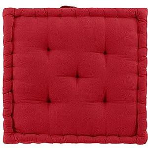 Douceur d'Intérieur, Twily vloerkussen, 50 x 50 x 10 cm, katoen, gerecycled polyester, rood