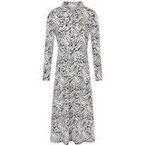 MORGAN - Bedrukte Midi Jurk - Zwart/Ecru - Polyester