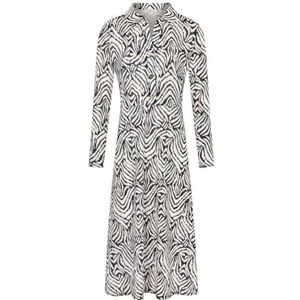 MORGAN - Bedrukte Midi Jurk - Zwart/Ecru - Polyester