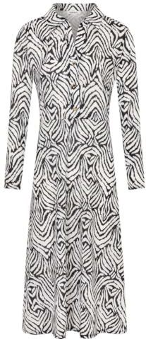 MORGAN - Bedrukte Midi Jurk - Zwart/Ecru - Polyester