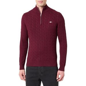 GANT Katoenen kabel halve rits, bordeaux, mix, L