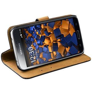 mumbi Echt leder bookstyle case compatibel met Samsung Galaxy S5 / S5 Neo hoes lederen tas case wallet, zwart