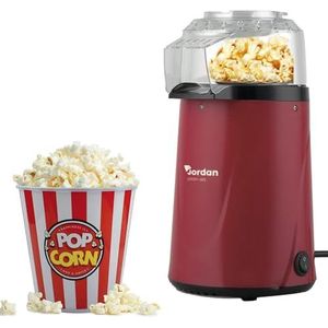 Avilia Popcornmachine, 1200 W, hetelucht-popcornmachine in 2 minuten, popcornmachine, gezond en olievrij, voor bioscoopavonden voor kinderen, rood