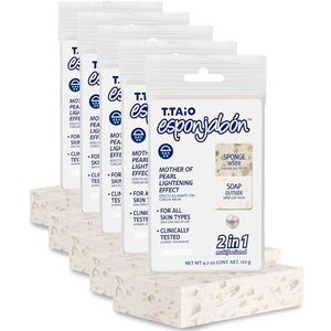 T.Taio Esponjabon 5 stuks parelmoer zeepsponzen - douchereinigingsborstel - badreinigingsscrub - olieverwijdering