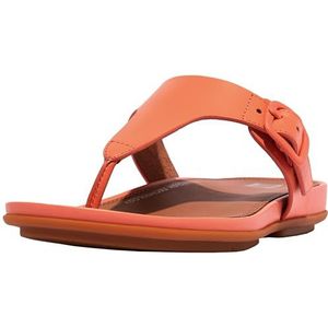 Fitflop Dames Gracie rubberen gesp lederen teenslippers plat, Sunshine Koraal, 37 EU