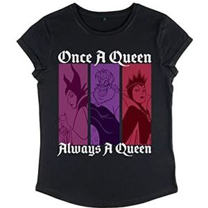 Disney Dames Villains-Queen Color Organic Rold Sleeve T-Shirt, Zwart, M, zwart, M