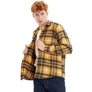 Trendyol Heren Mustard Male Lumberjack Regular Fit Shirt, XL