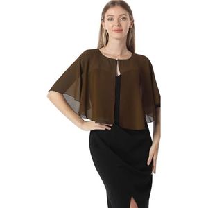 Chiffon Capelet Women's Soft capes Shawls and Wraps for Evening Dress Wedding Cape Cover Up (Brown)