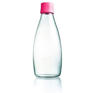 Retap ApS 0,8 liter, groot, borosilicaatglas, waterfles, roze