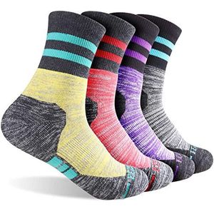 FEIDEER Wandelsokken voor dames, multi-pack outdoor recreatie sokken wicking kussen crew sokken, Medium