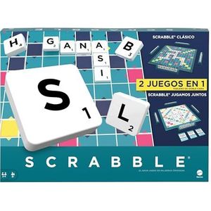 Mattel Games Scrabble Plus Familiebordspel met 2 pagina's (klassieke en coöperatieve versie) + 10 jaar, Spaanse versie (HXV99)