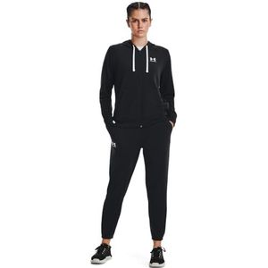 Under Armour Rival Terry Fz Hoodie voor dames, zwart (001) / wit, XXL