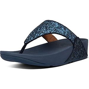 Fitflop Vrouwen Lulu Glitter Toe Post Flip-Flop, Zwart Glitter, 37.5 EU