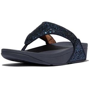 Fitflop Vrouwen Lulu Glitter Toe Post Flip-Flop, Zwart Glitter, 37.5 EU