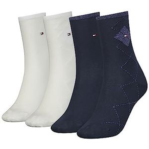 Tommy Hilfiger CLSSC Sok voor dames, verpakking van 4 stuks, blauw/wit (Navy/Off White), 39-42 EU