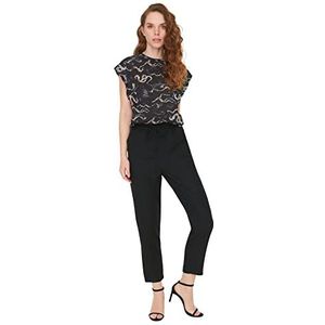 Trendyol Vrouwen Hoge Taille Skinny Fit Sigaret Broek, Zwart, 64