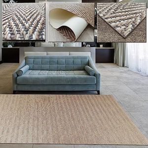 Vinylica Spike tapijt voor woonkamer, hal of eetkamer, kleur: bruin, beige met gedigitaliseerd natuurlijk effect.