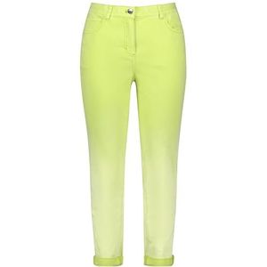 Samoon Damesbroek jeans verkort kleurverloop, effen 7/8 lengte, lemon green, 54