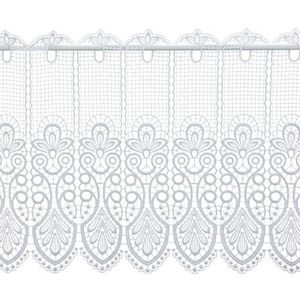 Plauener Spitze by Modespitze, Store Bistro Vitrage met lussen voor gordijnroede, hoogwaardig borduurwerk, hoogte 41 cm, breedte 112 cm, wit