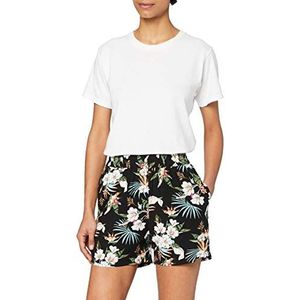 Urban Classics Dames Shorts Dames AOP korte damesbroek met bloemenpatroon, viscose Resort Shorts in vele kleurvarianten, maten XS - XXL, Black Tropical, S