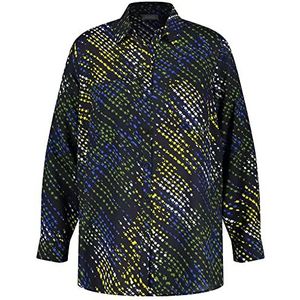 Samoon Dames 160025-21038 blouse, zwart patroon, 42 EU, Zwarte motief., 42