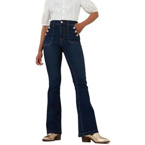 Joe Browns Damesmode, vintage wassing, hoge taille, knoopzak, jeans, slim fit, blauw, EU 34, Indigo, 32