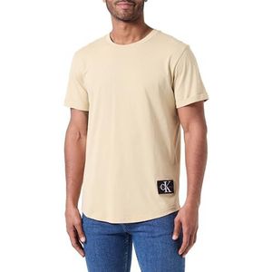 Calvin Klein Jeans Heren Badge Opslaan Mouw S/S Gebreide Tops, Bleek Khaki, XS