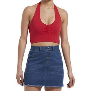 Hue Women's Blackout Cotton Midriff Bandeau Tube Halter Top, Assorted Shirt, Halter Top/Red Hot, X-Large US