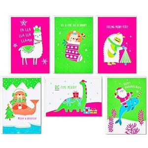 Hallmark Boxed kerstkaarten assortiment, vrolijk en helder (6 ontwerpen, 24 kaarten met enveloppen)