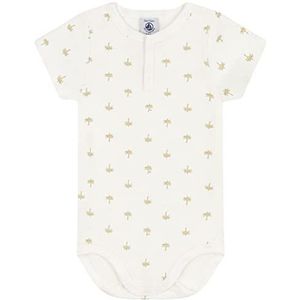 Petit Bateau Rompertje met korte mouwen en kraag voor babyjongens, Witte Marshmallow/Multicolor, 18 maanden