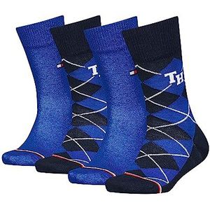 Tommy Hilfiger CLSSC Sock voor kinderen, uniseks, verpakking van 4 stuks, Blue Combo, 27-30