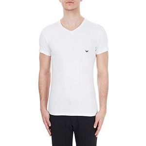 Emporio Armani Heren Basic Stretch Cotton T-shirt met V-hals pyjama bovendeel, wit, L