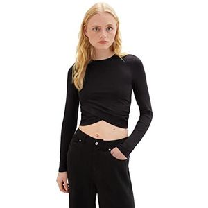 TOM TAILOR Denim Dames wikkelshirt met lange mouwen, 14482-diep zwart, XL