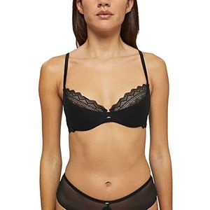 ESPRIT Dames Festive Lace Par Sexy half gevoerde beha, zwart, 75C