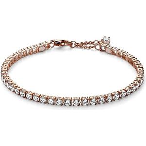 PANDORA Timeless Funkelndes Tennisarmband aus Sterling-Silber mit Cubic Zirkonia in der Farbe Roségold, Timeless Kollektion, 18cm, 581469C01-18