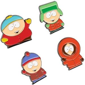 Grupo Erik Set Of 4 Enamel Pins - South Park Merchandise | Cute Pin Badges, Bag Pins | South Park Gifts Under 15 Pounds, Funny Gifts For Friends