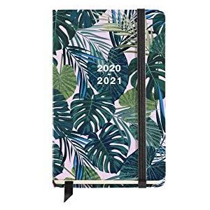 Agenda met elastieksluiting en genaaide rug 117 x 182 mm dag 2020 Tropical Miquelrius groen Castellano