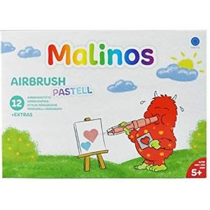 MALINOS 300970 Airbrush Pastel, 12 pennen en 8 sjablonen