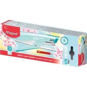 Maped - Universele nietjes van metaal – compatibel met nietjes nr. 24/6 en 26/6 – capaciteit 20 tot 25 vellen – met 400 nietjes 26/6 inbegrepen – kleur pastelblauw