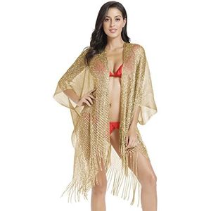 JK Unicorn Kimono Swimsuit Cover Ups for Women Coverups for Bathing Suits Beach Cover Up Gold Shawl For Women Dressy (Gold)