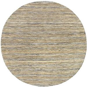 HAMID - Tapijt van jute, rond, wol, Olivia, tapijt van wol en jute, rond, handgeweven voor woonkamer, slaapkamer, woonkamer, kleur marmerblauw, 200 x 200 cm