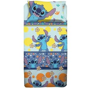 Stitch Eenpersoons dekbedovertrekset Disney, hoeslaken, kussensloop, lichtblauw, Disney, 100% katoen, officieel product
