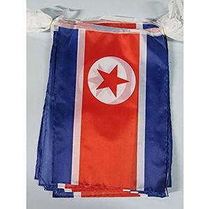 Noord-Korea 12 meter BUNTING Vlag 20 vlaggen 45x30 cm - Noord-Koreaanse STRING vlaggen 30 x 45 cm - AZ FLAG