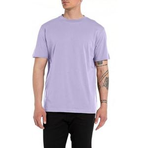 Replay Basic T-shirt voor heren, regular fit, katoen, korte mouwen, 627 Lavender, M