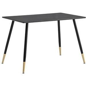 39F FURNITURE DREAM Scandinavisch design tafel met zwarte houten top en gouden metalen poten voor keuken, eetkamer, woonkamer, MDF, 110 x 70 x 75 cm