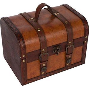 Trademark Innovations 10"" hout en leer decoratieve kist